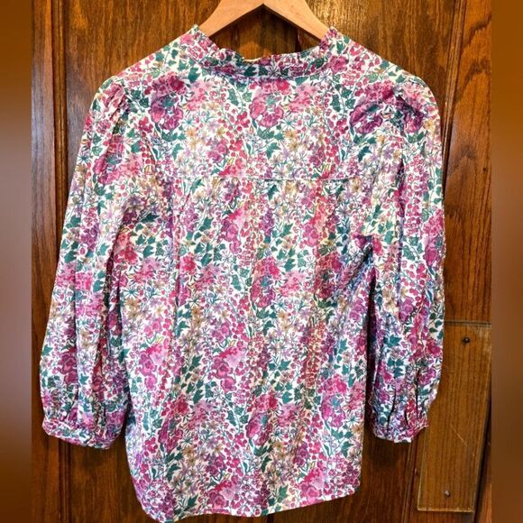 J CREW Liberty Floral Pink and Green Cotton Blouse NWT  XSMALL - Picture 13 of 16